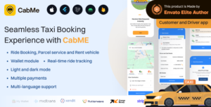 CabME – Uber Clone | Taxi Booking Parcel Delivery Flutter App Solution