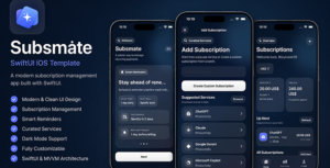 Subsmate – Subscription Manager Bill Tracker - iOS SwiftUI App Template