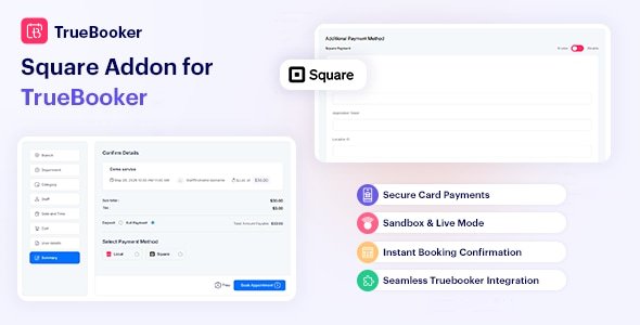 Square Payment Integration With TrueBooker